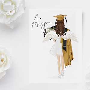 Regalo de graduación Estudiante universitaria Clase de posgrado de 2020 Ilustración de moda Diploma Grado Recuerdo BFF Regalo para sus niñas