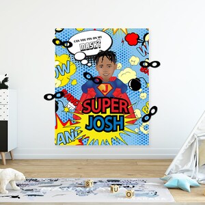 Anstecken Sie die Maske auf dem Superhelden | Benutzerdefinierte Cartoon Geburtstag Portrait Illustration | DIY | Druckbare PDF | Party spiele