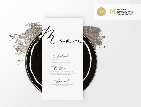 wedding menu template editable online template instant download menu template online