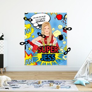Anstecken Sie die Maske auf dem Superhelden | personalisierte Zeichnung | Benutzerdefinierte Cartoon Geburtstag Portrait Illustration | DIY | Druckbare PDF | Party spiele