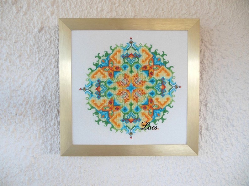 \u201cSpring\u201d Instant Download 11\u201d diameter Counted Cross-Stitch Pattern; Mandala for DMC floss