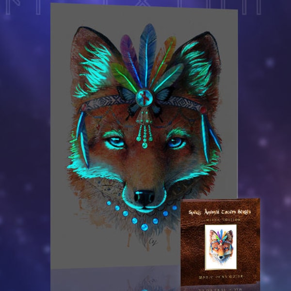 Glow in the Dark Bohemian Fox Wall Art Print - Spirit Animal Totem Series - Limited Edition Woodland Animal - Fox Gifts - Nursery Decor