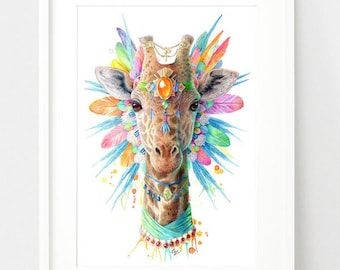 Giraffe Print Spirit Animal Totem Series Giraffe Art Print Giraffe Gift Nursery Prints Bedroom Prints Living Room Art Safari Nursery Decor