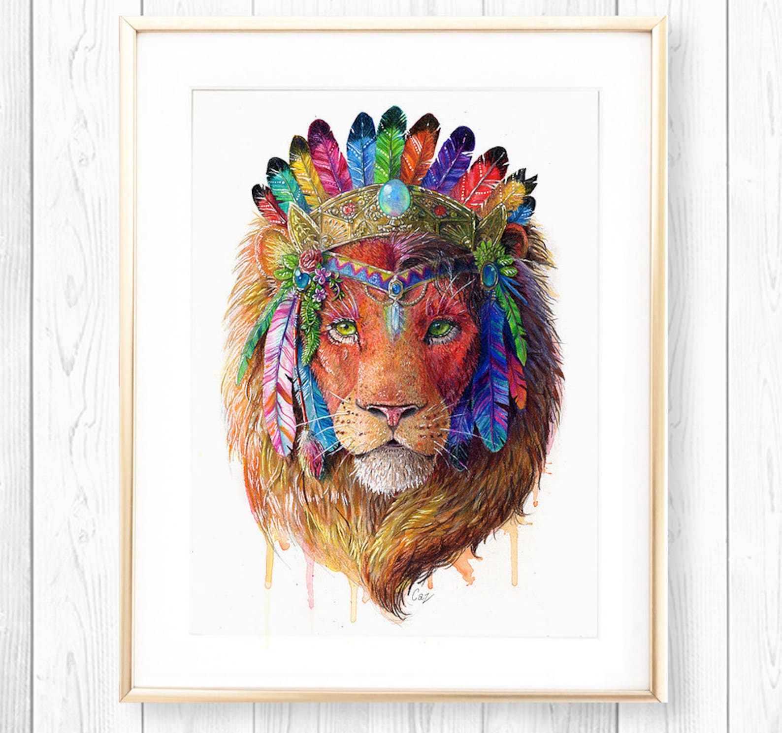 Bohemian Lion Wall Art Print Spirit Animal Totem Series Etsy