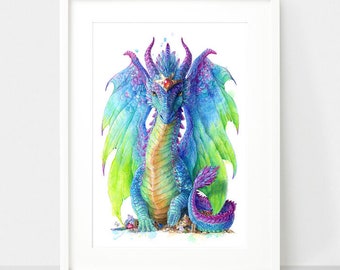 Dragon Wall Art Print - Nursery Wall Art - Prints for Girls - Prints for Boys - Nursery Prints - Kids Room Art Dragon Prints Dragon Gifts -