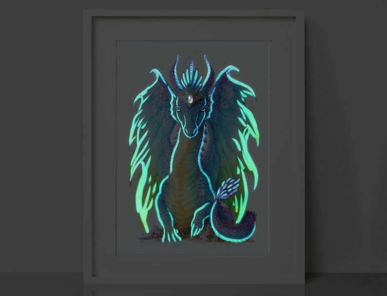 Glow in the Dark Dragon Wall Art Print Nursery Wall Art Etsy