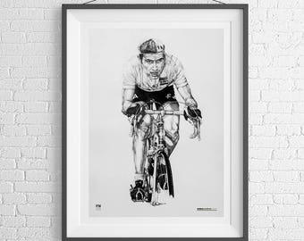 Eddy Merckx A2 art print, poster cycling gift, limited edition.