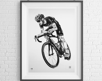 Pôster de Ciclismo, Tom Boonen, impressão artística A2, presente para ciclistas, edição limitada.