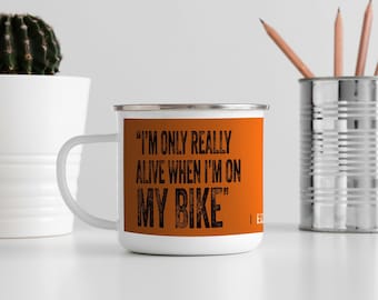 Cycling mug, cycling gift, Eddy Merckx, quote series, Alive When I'm on my Bike