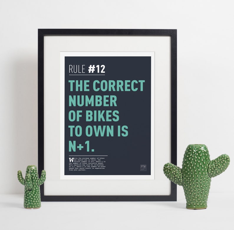 Cycling print motivational quote Rule 12. A4 210mm x 297mm high quality digital print. image 1