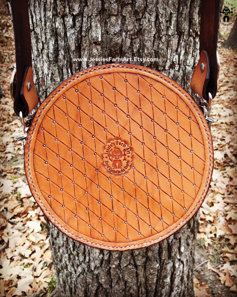 Crossbody Rope Can Purse. Hand Carved and Tooled Leather. Etsy