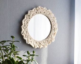 Macrame Mandala Mirror "Natural White"