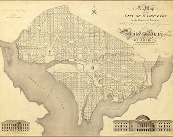 Washington Stadt Karte (1818), gescannte Version des alten original-Karte von Washington D.C., Vintage Download in hoher Auflösung - item keine 174