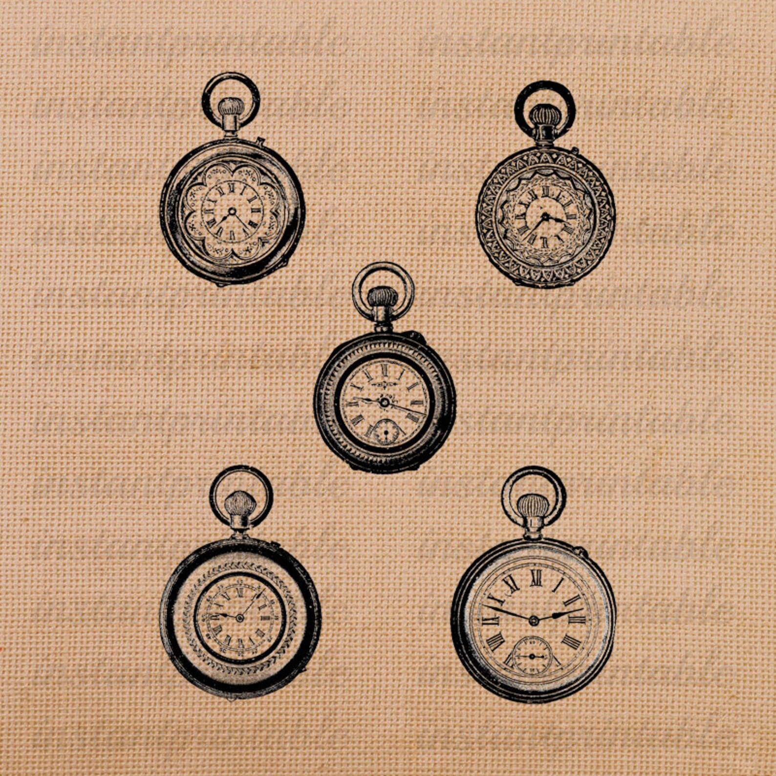 Pocket Watches Digital Image, Instant Download, Printable Iron on ...