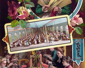 Instant download of old advertisement of a stocking factory, old advertising sign, antique advertising, advertising poster -- item no 52