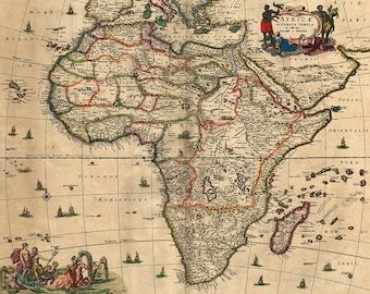 Afrika Karte alt Jahrgang herunterladen von 17. Jahrhundert, sofort downloadbare digitale Aufkleber, druckbare, große Auflösung Qualität - Element keine 177