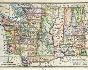 Washington Karte (1914), gescannte Version des alten original Karte des Staates Washington, Jahrgang-Download in hoher Auflösung - item kein 170
