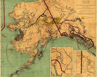Alaska Karte (1897), gescannte Version des alten original Karte von Alaska State, Vintage Download in hoher Auflösung - item keine 189