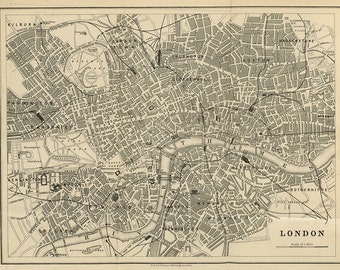 Stadtplan von London (19.Jh.), gescannte Version einer alten Originalkarte von London, hochauflösendes jpg zum Sofort-Download -- Artikelnummer 62