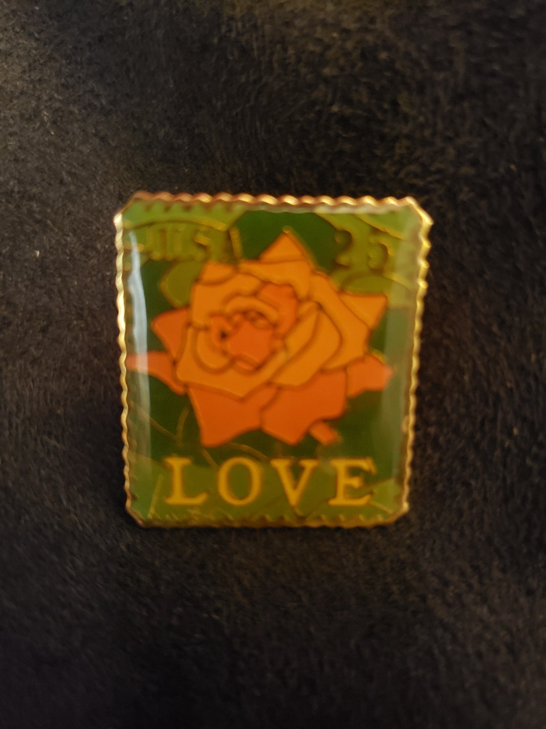 Rose Love Stamp Pin Etsy