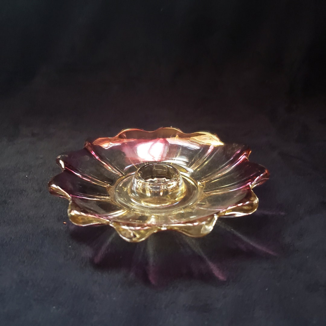 Carnival Glass Candle Holder Etsy