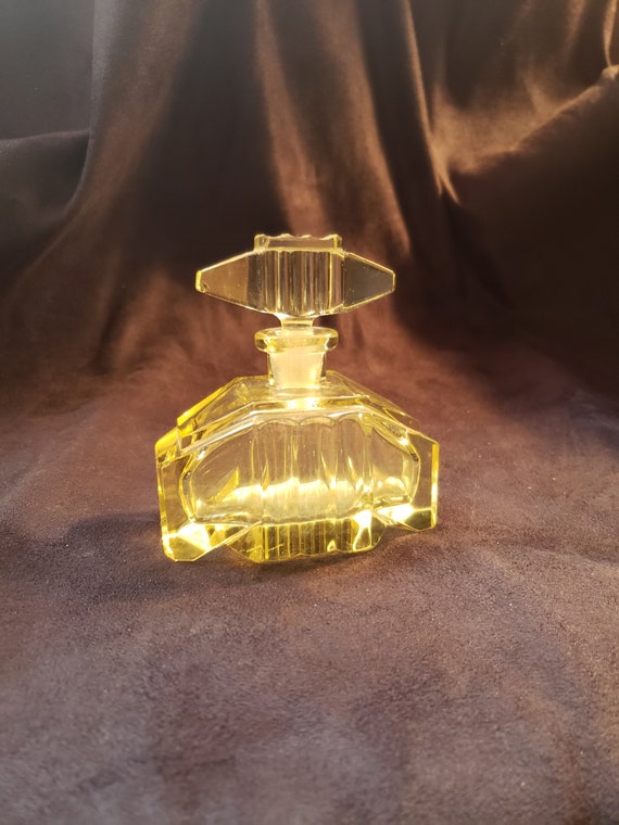 Yellow Czech Perfume Bottle circa 1930s