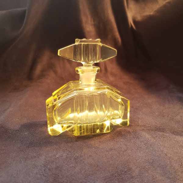 Yellow Czech Perfume Bottle circa 1930s