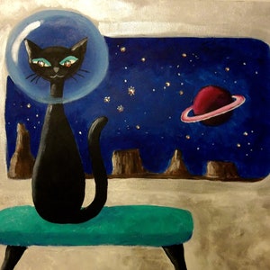 Space Cat 3x5 blank note cards by Nancy Konchesky