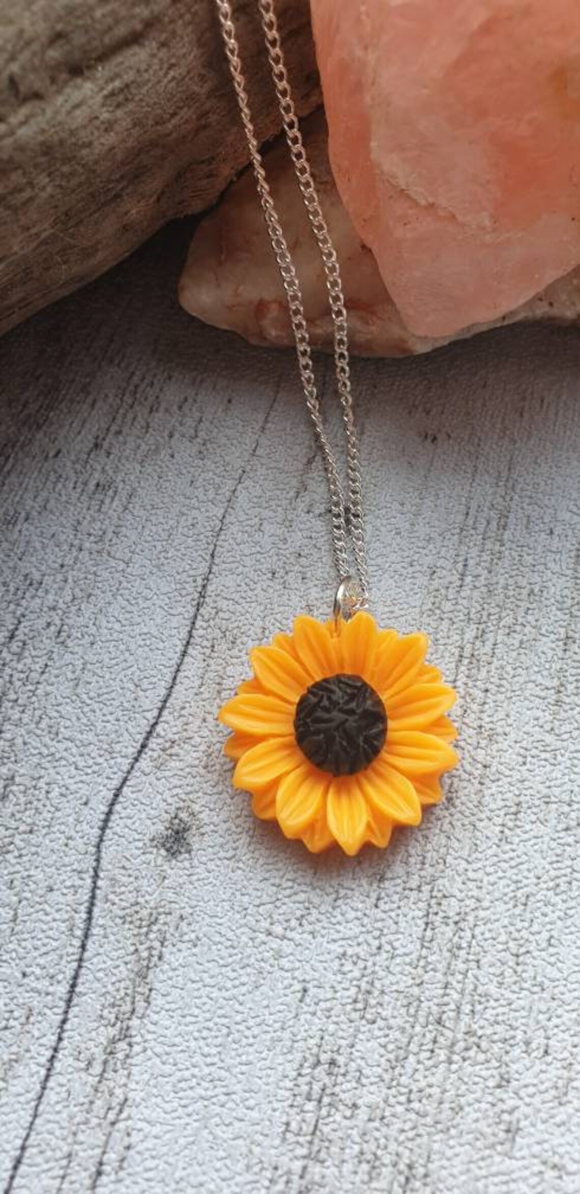 Sunflower Necklace Sunflower Jewellery Sunflower Pendant Etsy UK