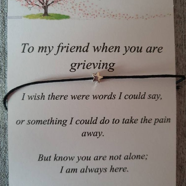 Gift for grieving friend, bereavement gift, bereavement card, thinking of you card, sympathies for friend, bereavement wish bracelet, gift