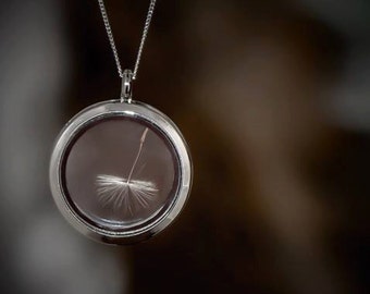 Dandelion necklace, Dandelion wishes, sterling silver, dandelion locket, dandelion seed necklace, dandelion necklace, dandelion locket