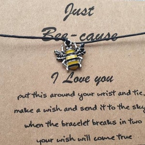 Geschenk für jemanden, den Sie lieben, Bienenarmband, Wunscharmband, positive Nachricht Schmuck, Bienenkarte, Bienenliebhaber, Wunscharmband, Bienenschmuck, Liebe