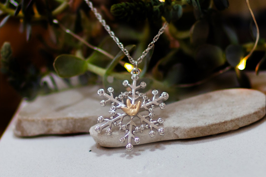 ASL I Love You Snowflake Necklace - Etsy