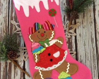 personalized girl stocking first christmas stocking babys first christmas girl gingerbread stocking pink stocking cute girl stocking - Girl Christmas Stocking personalized girl stocking first christmas stocking babys first christmas girl gingerbread stocking pink stocking cute girl stocking - Girl Christmas Stocking