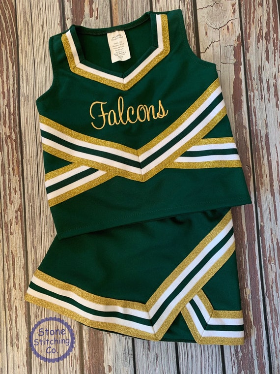 Green & gold cheer uniform customized cheerleading uniform Etsy