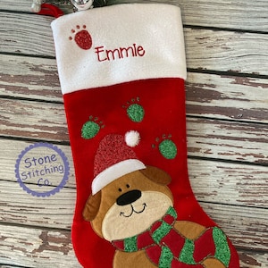 Personalized dog stocking, dog christmas stocking, puppy stocking, dog first christmas, cute doggie stocking, dog christmas