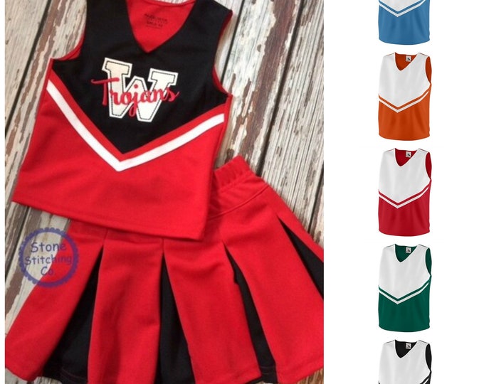 Orange & Black Cheer Uniform, Customized Cheerleading Uniform, Girls