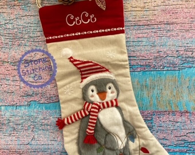 Penguin Stocking, First Christmas Stocking, Girl's Stocking, Boy's