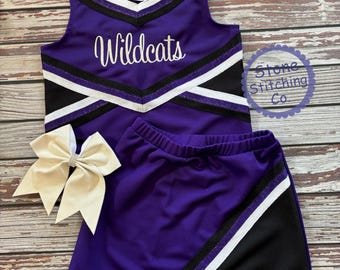 purple & black cheer uniform, customized cheerleading uniform, girls cheer uniform, purple  cheer uniform, toddler cheer uniform