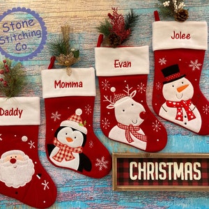 family stocking set, snowman stockings, monogrammed stocking set, matching stocking set, reindeer stocking, penguin stocking