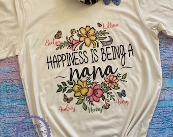 Personalized Nana t-shirt, nana shirt with grandkids names, nana shirt with names, personalized grandma shirt, Nana Mother's Day Shirt
