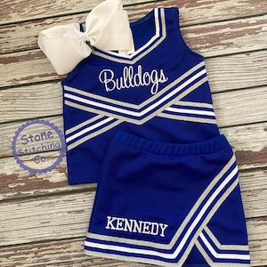 Blue & White cheer uniform, customized cheerleading uniform, girls cheer uniform, blue cheer uniform, toddler cheer uniform