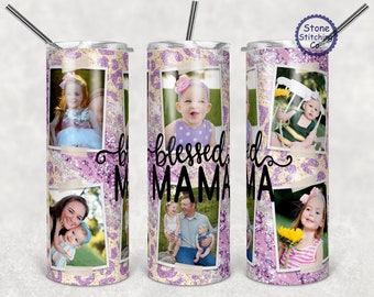 blessed mama photo cup, Mama photo mug, Mama photo tumbler, mother's day photo gift, mother's day tumbler, mom cup, Mama mug, Mama tumbler