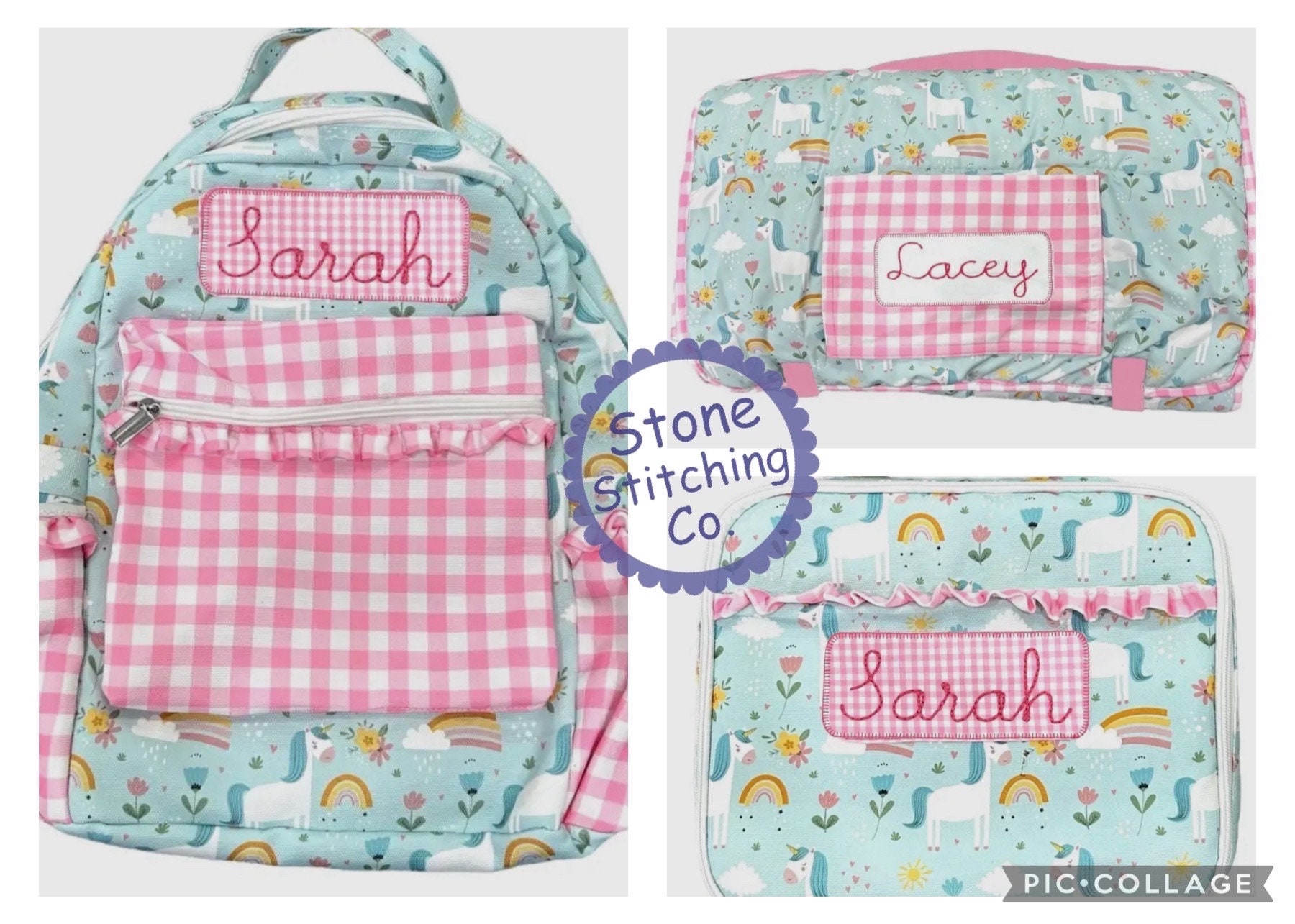 unicorn nap mat backpack & lunchbox, little girl nap mat, preschool nap mat, pink nap mat, unicorn pre-k, matching nap mat set
