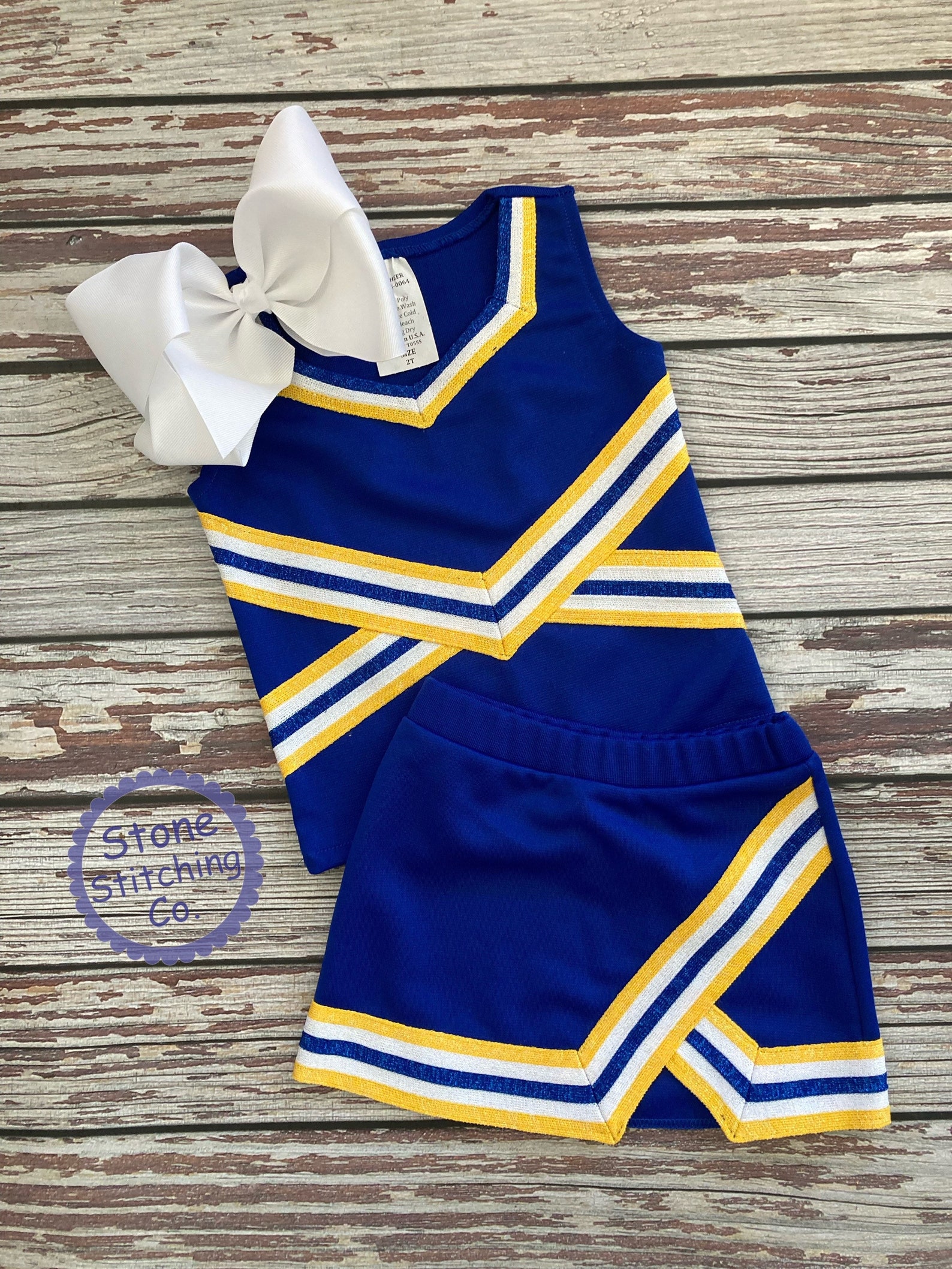 Blue & Gold Cheer Uniform Blue and Yellow Cheerleading Etsy