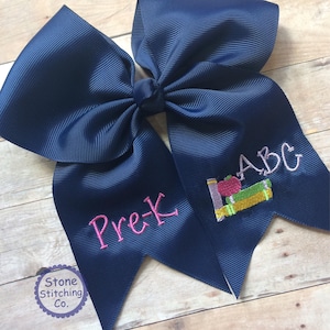 Pre-K hair bow, Pre-K Bow, back to school bow, ABC bow, monogrammed bow, personalized bow, first day of pre-k