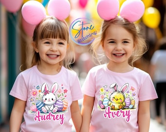 personalized easter shirt, girl's easter shirt, monogrammed easter shirt, matching easter shirts, twin easter shirts, sister easter shirts