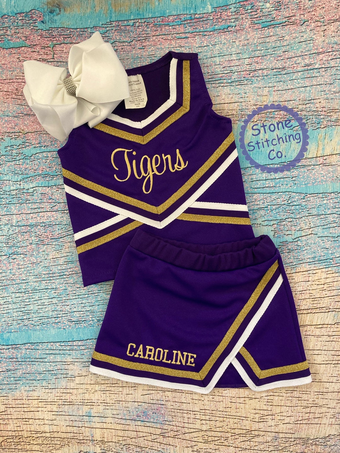 Purple & Gold Cheer Uniform, Customized Cheerleading Uniform, Girls ...