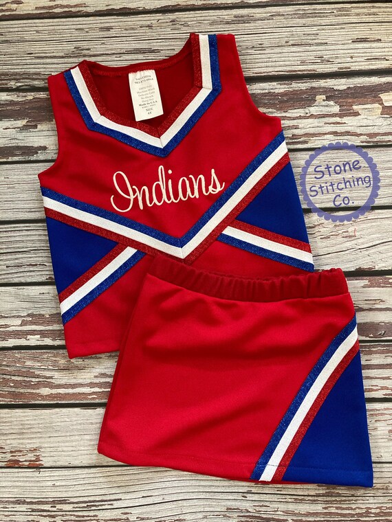 Red White & Blue Cheer Uniform Customized Cheerleading Etsy