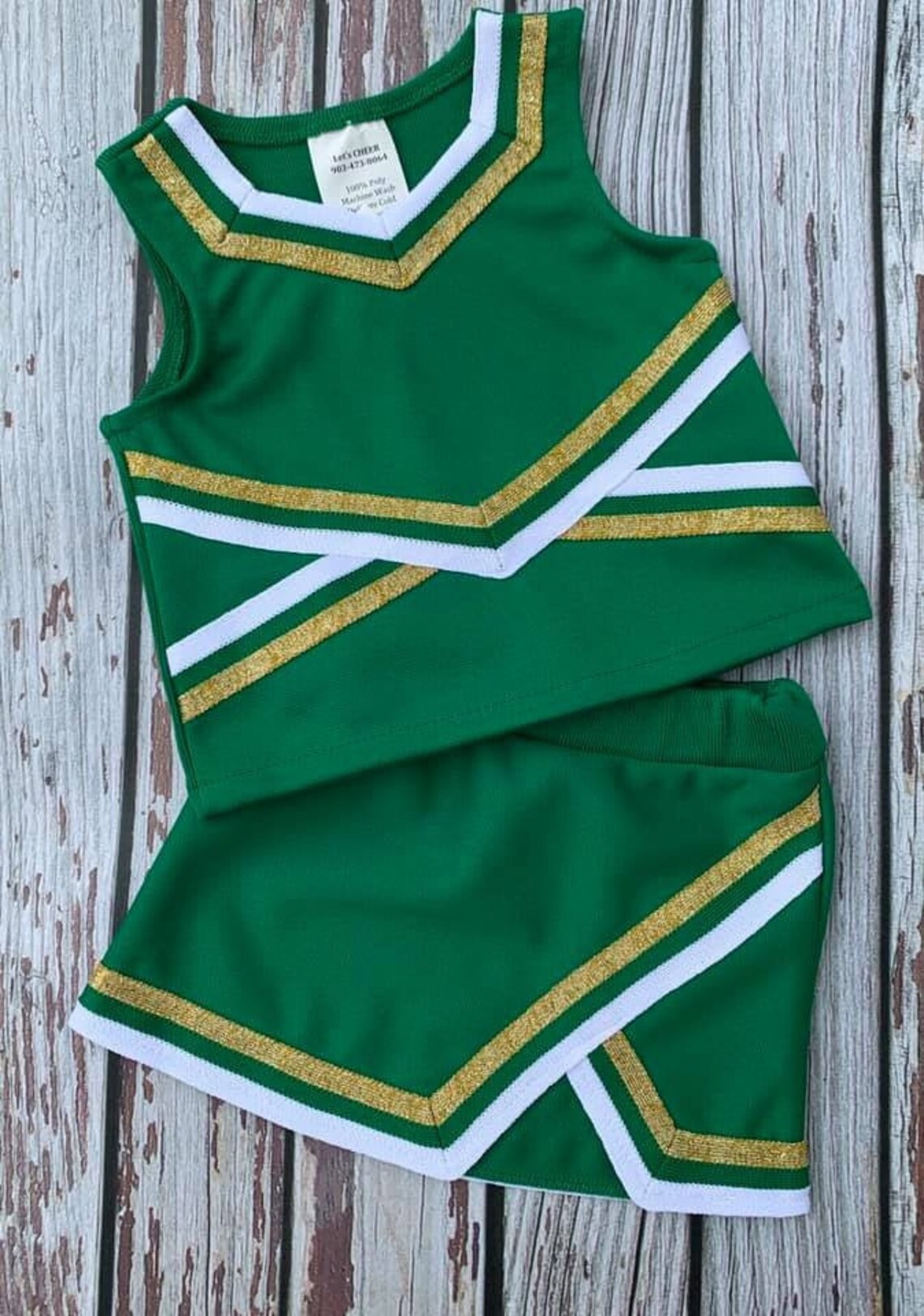 Kelly green & gold cheer uniform customized cheerleading Etsy